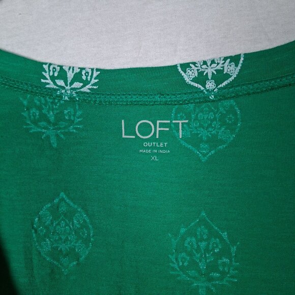 Loft Outlat Tank Top WOmen XL Green White Floral Kelly Green Burnout New READ - Picture 6 of 13